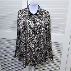Victoria's Secret Sleep Shirt Long Sleeve Leopard Print Night Or Day Shirt XL
